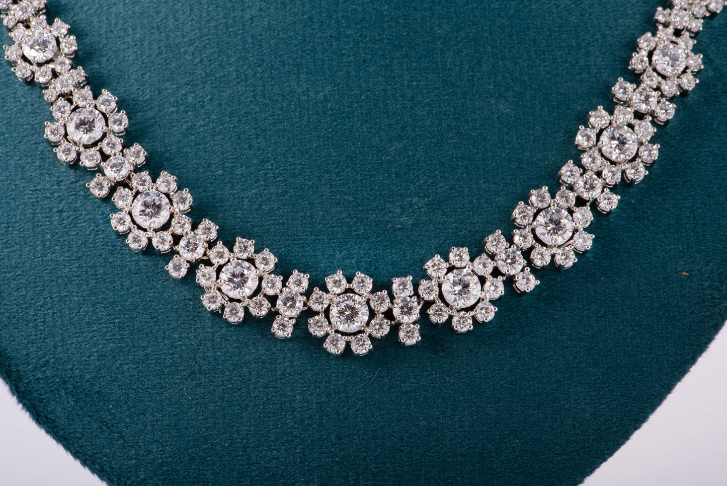 Diamond White Flower Crystal Necklace Set