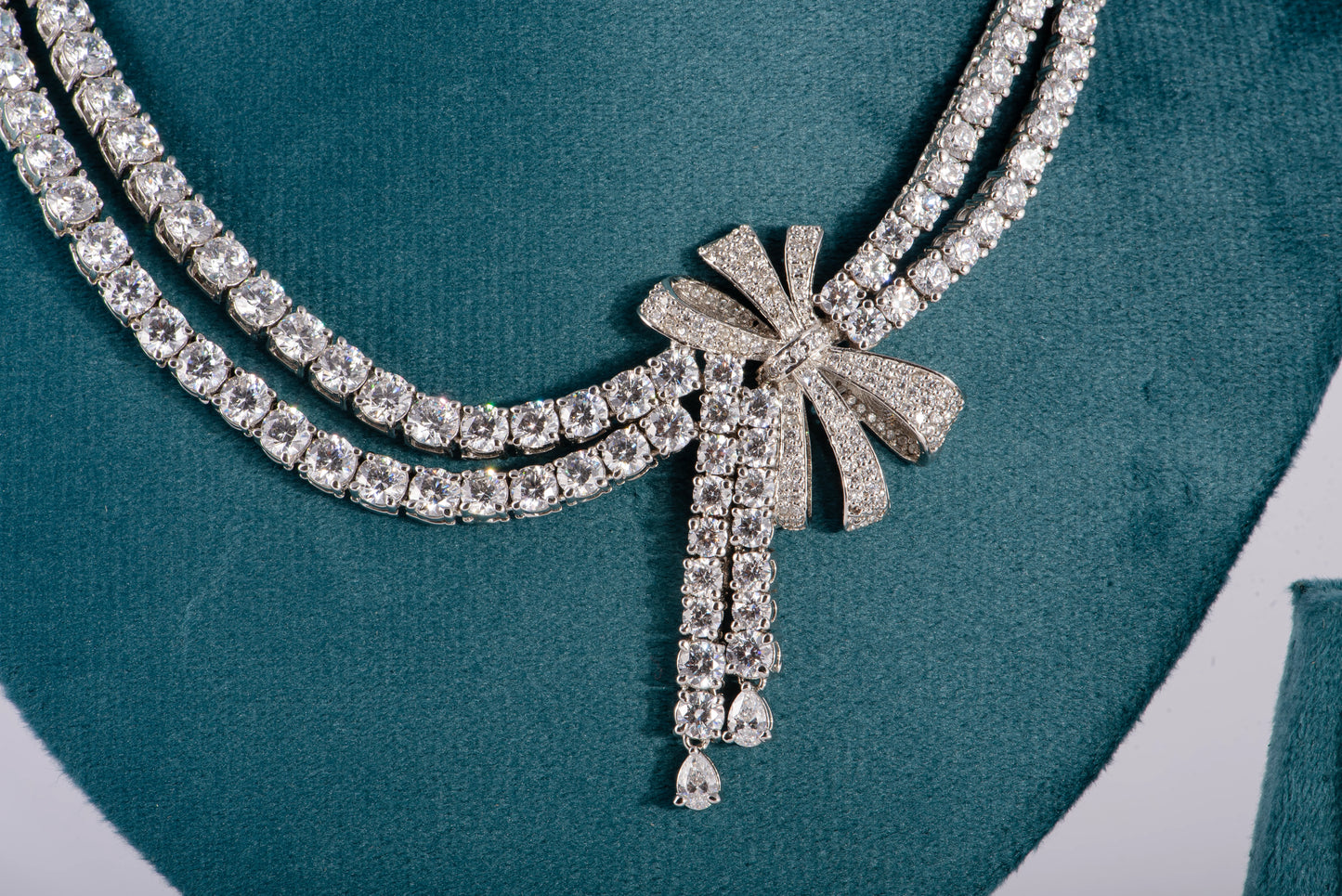 Double Line Solitaire Crystal Necklace Set