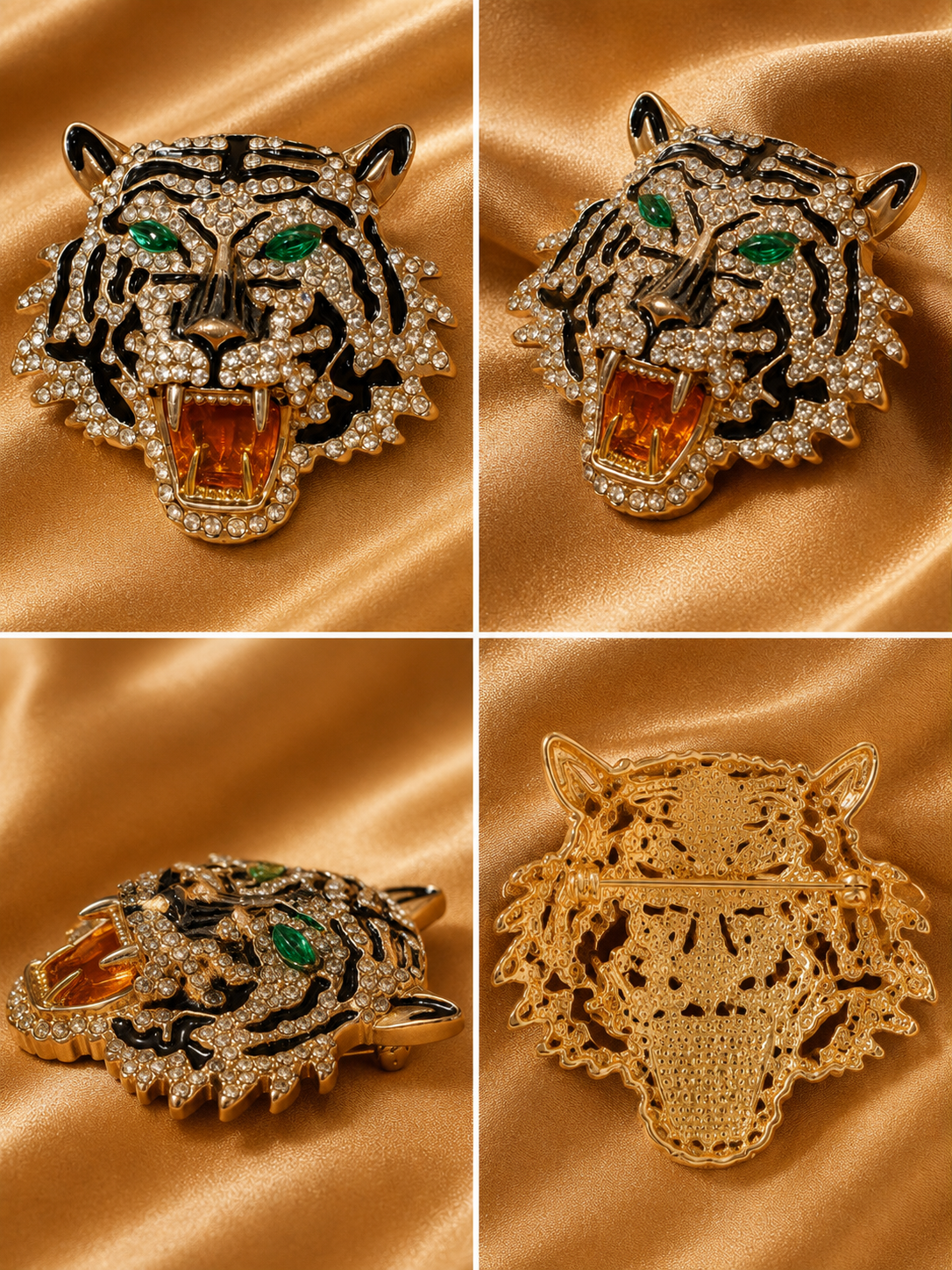 Golden Jewel Tiger Brooch — A Statement of Untamed Luxury