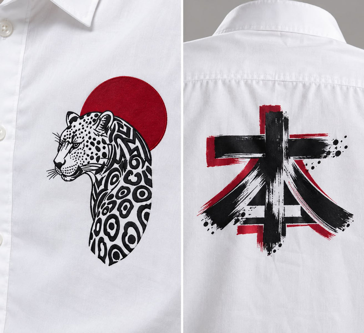 LEOPARD & BRUSHSTROKE HAND-PAINTED SHIRT