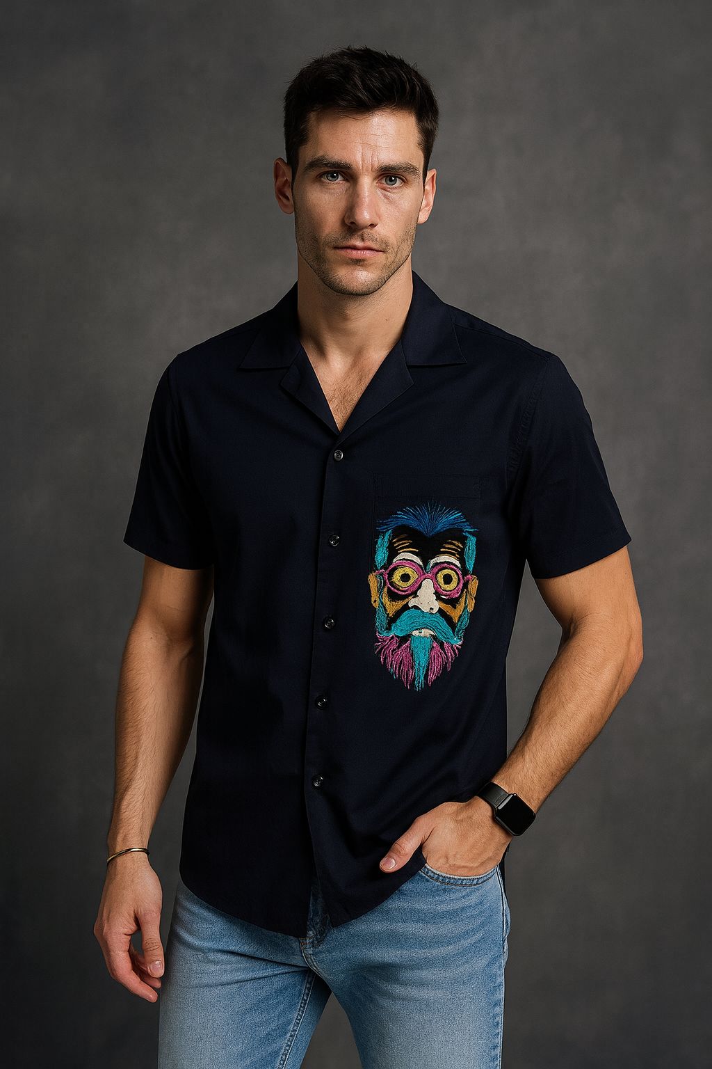 Embroidery Face Shirt