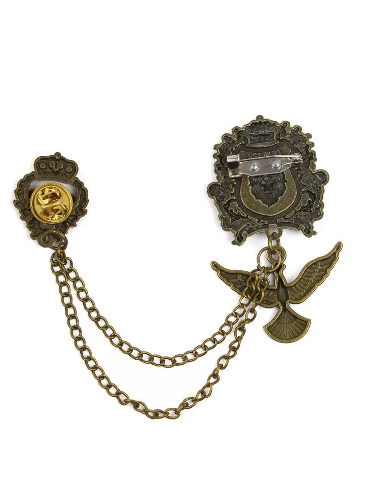 LION-EAGLE ANTIQUE OXIDIZED BROOCH