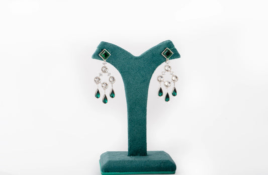 Emerald With Crystal Earrings