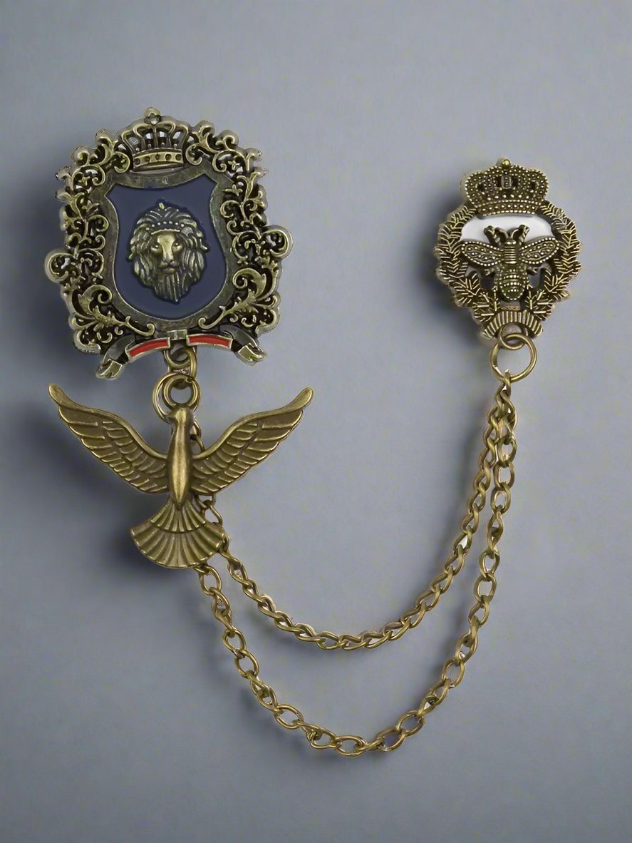 LION-EAGLE ANTIQUE OXIDIZED BROOCH