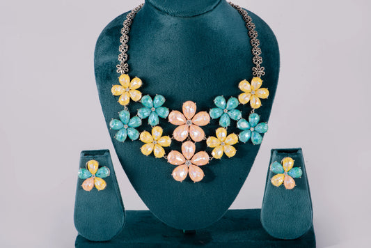 Floral Designed Multicolour Necklace Set
