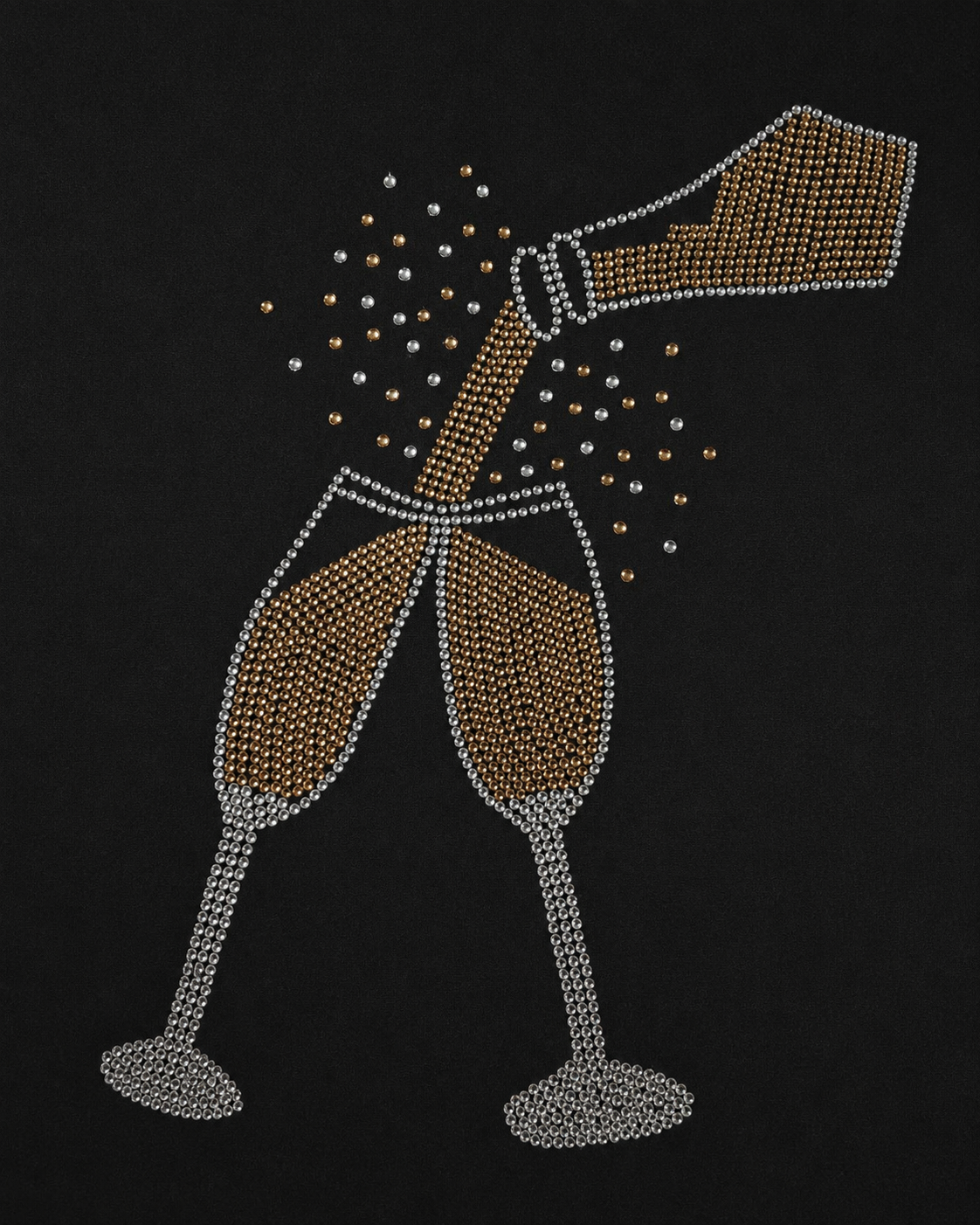 Crystal Champagne Motif Black Shirt