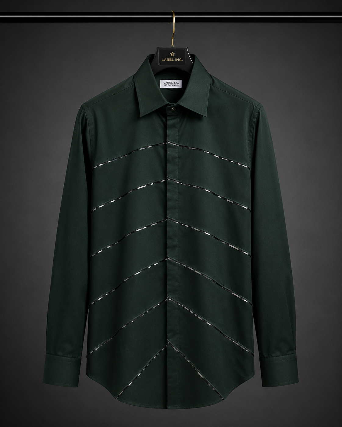 BOTTLE GREEN LUXE FOIL DETAIL SHIRT