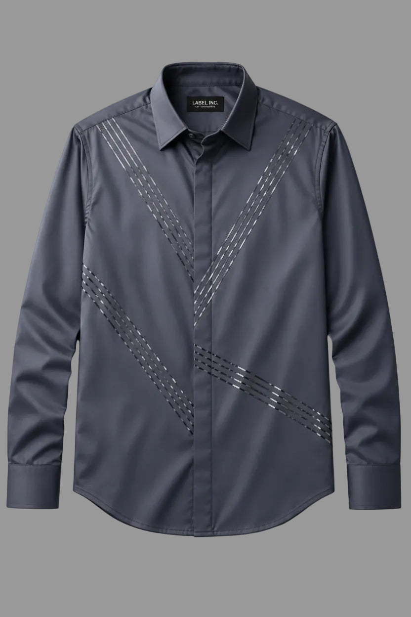 Slate Grey Foil Detail Shirt