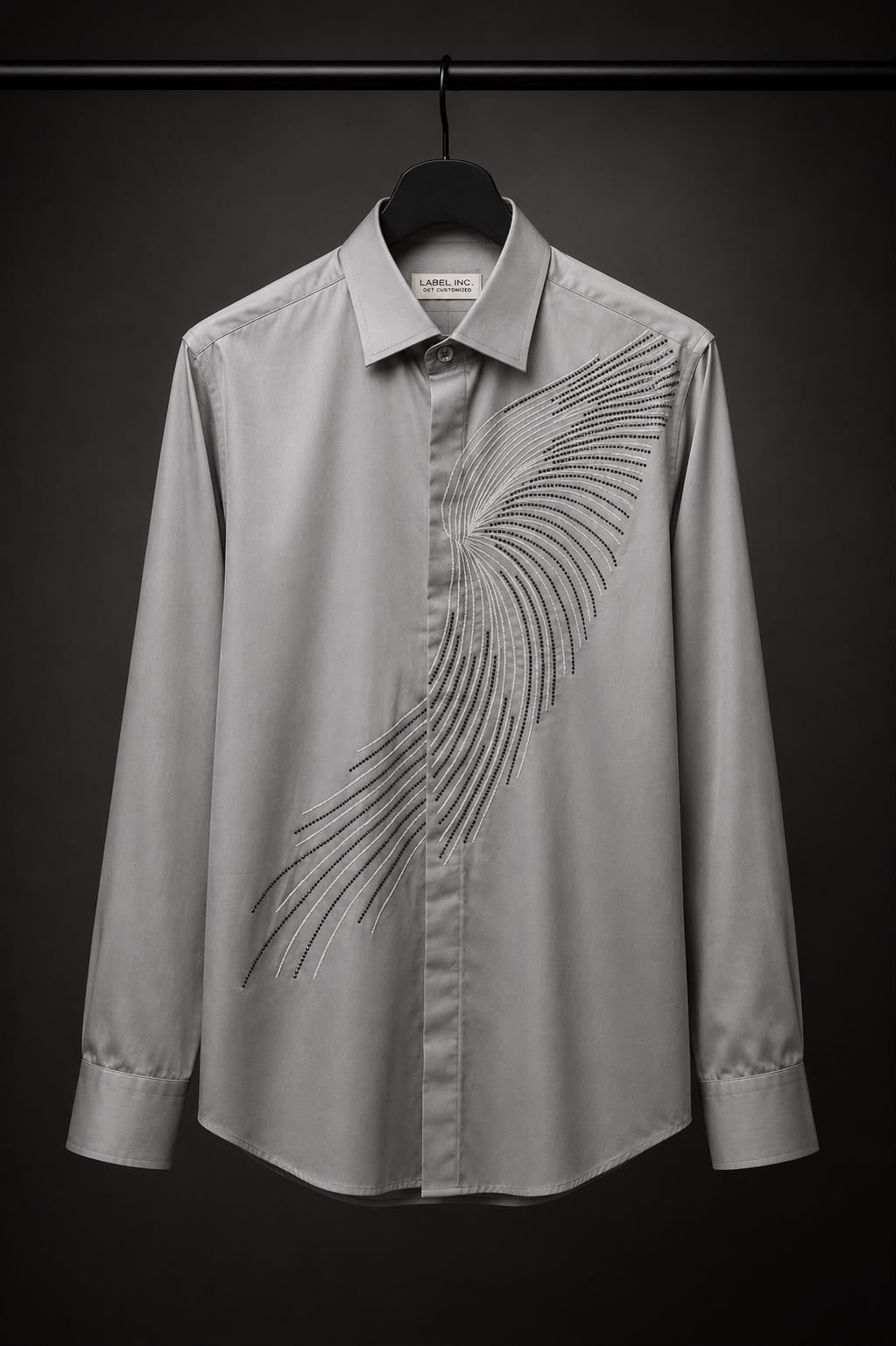 Grey Feather Arc Embroidered Premium Shirt