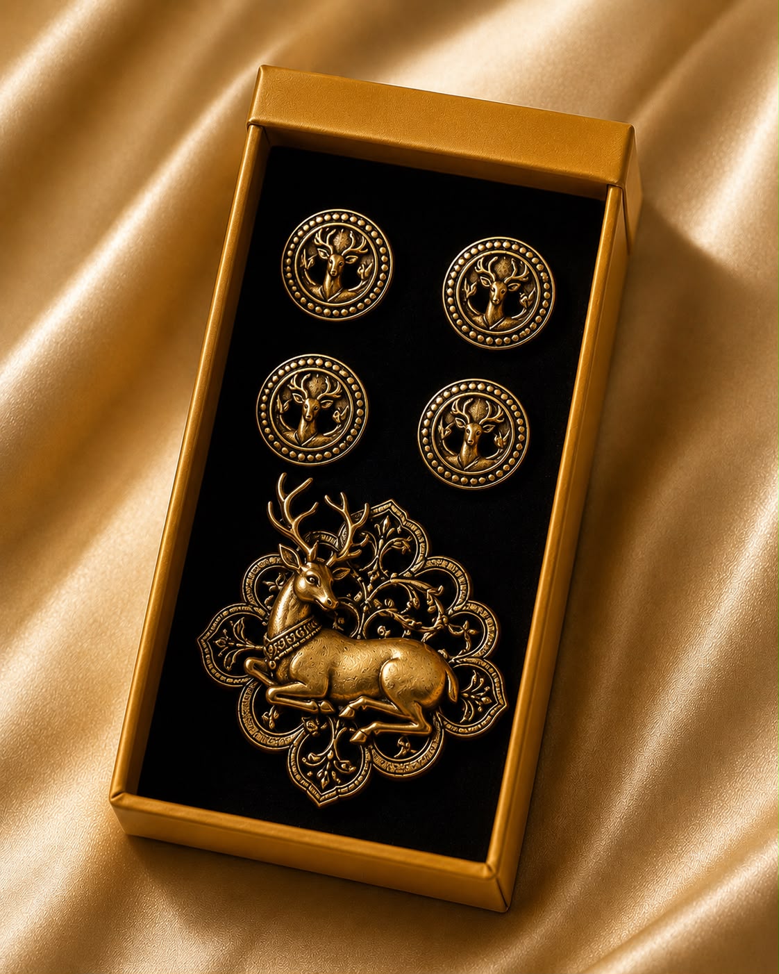 REGAL DEER BROOCH WITH BUTTONS