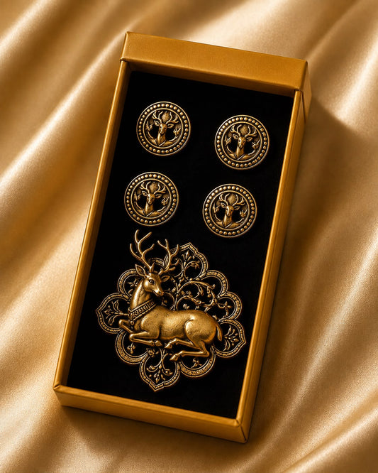 REGAL DEER BROOCH WITH BUTTONS