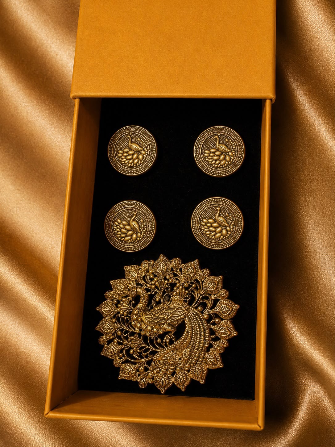 The Royal Peacock Brooch Set WITH BUTTONS