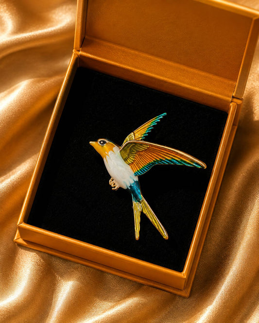 Golden Flight Bird Brooch