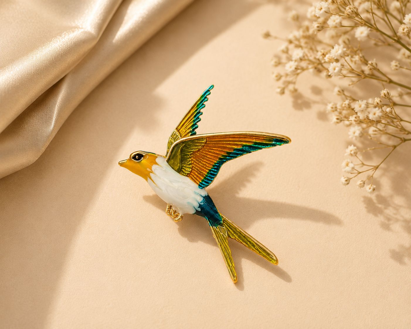 Golden Flight Bird Brooch