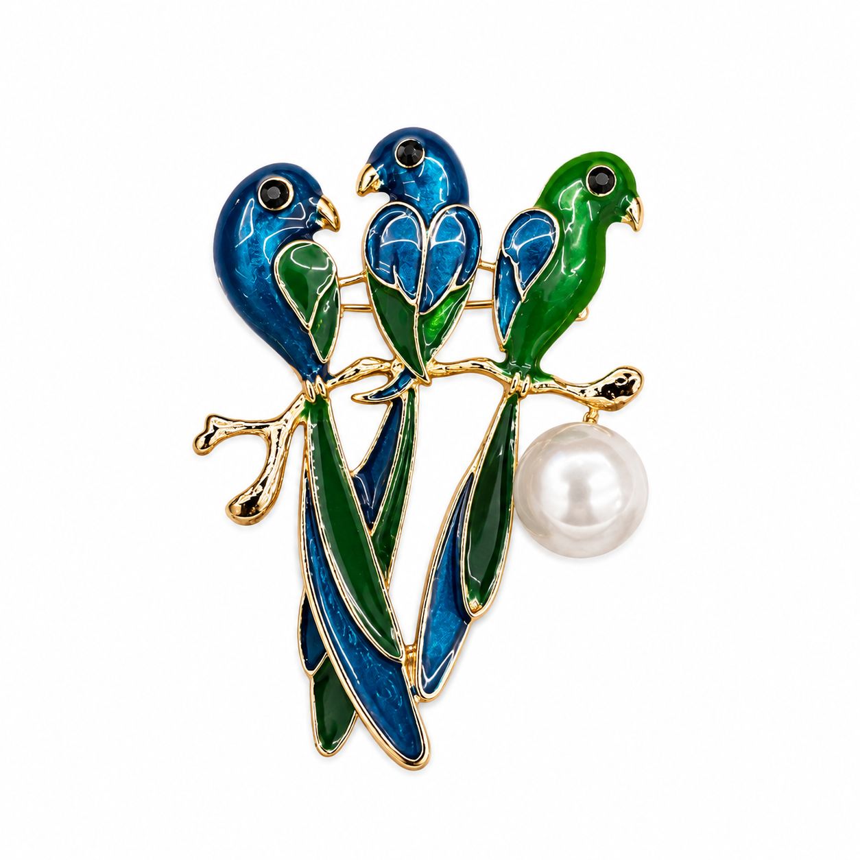 Enchanted Parrot Trio Brooch