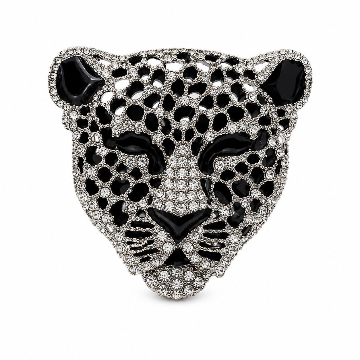 Leopard Crystal Statement Brooch (Silver)