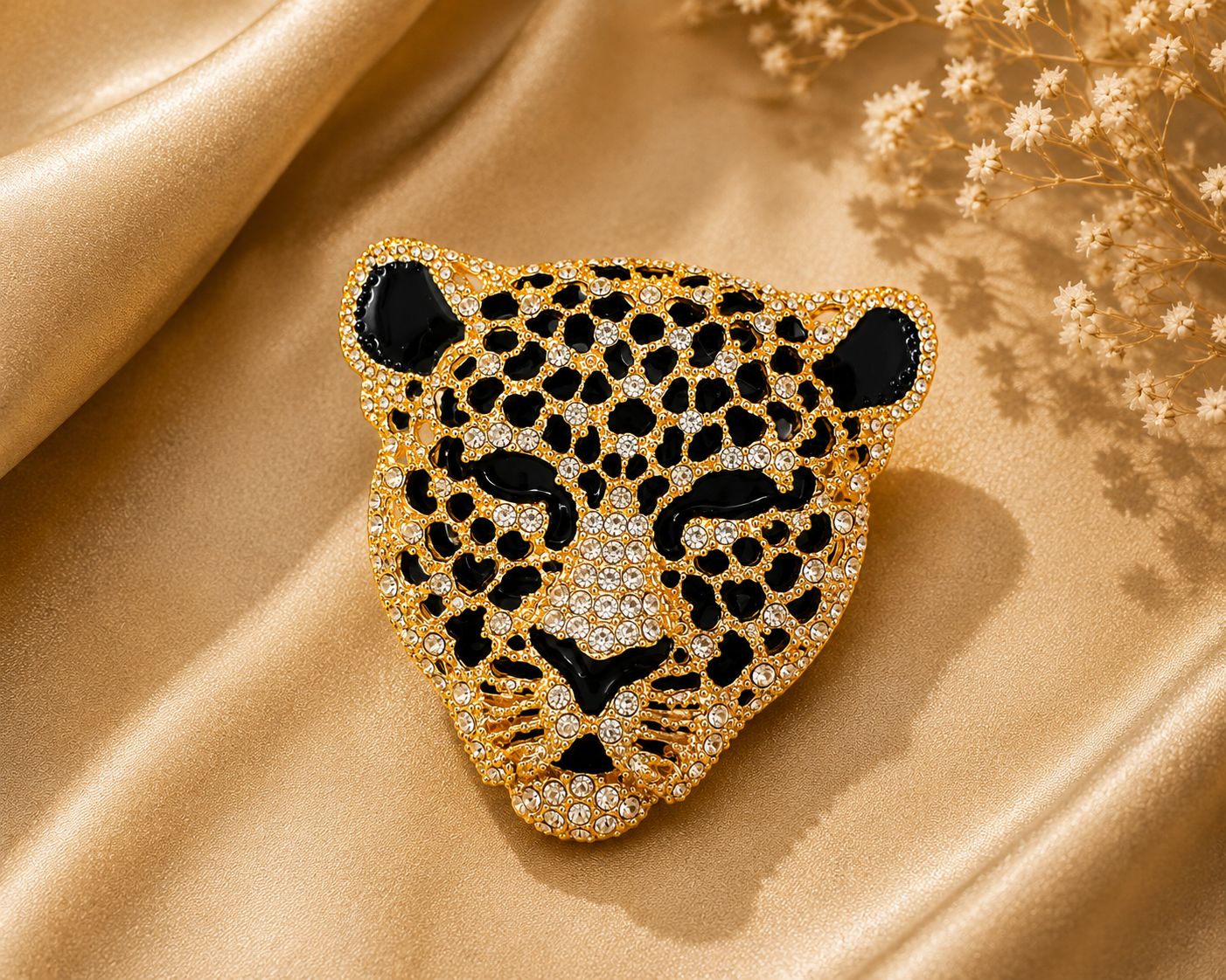 Leopard Crystal Statement Brooch (Gold)