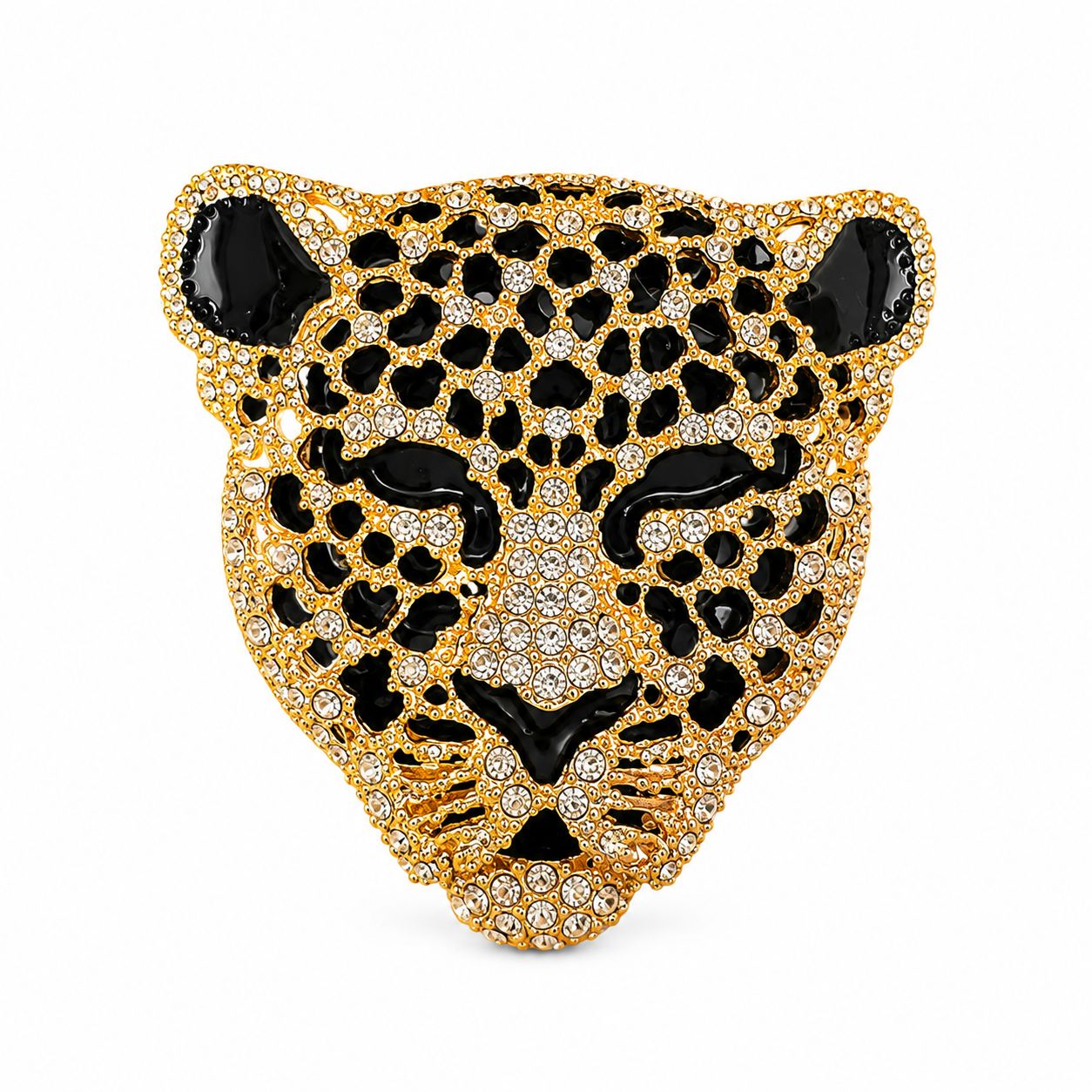 Leopard Crystal Statement Brooch (Gold)