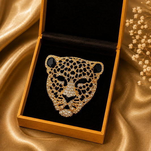 Leopard Crystal Statement Brooch (Gold)