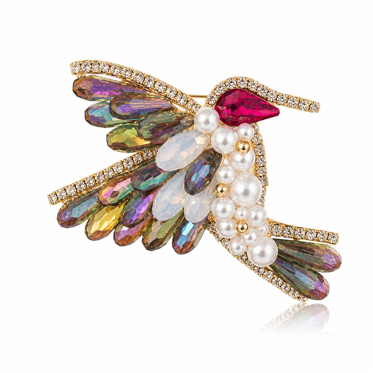 Crystal Hummingbird Brooch