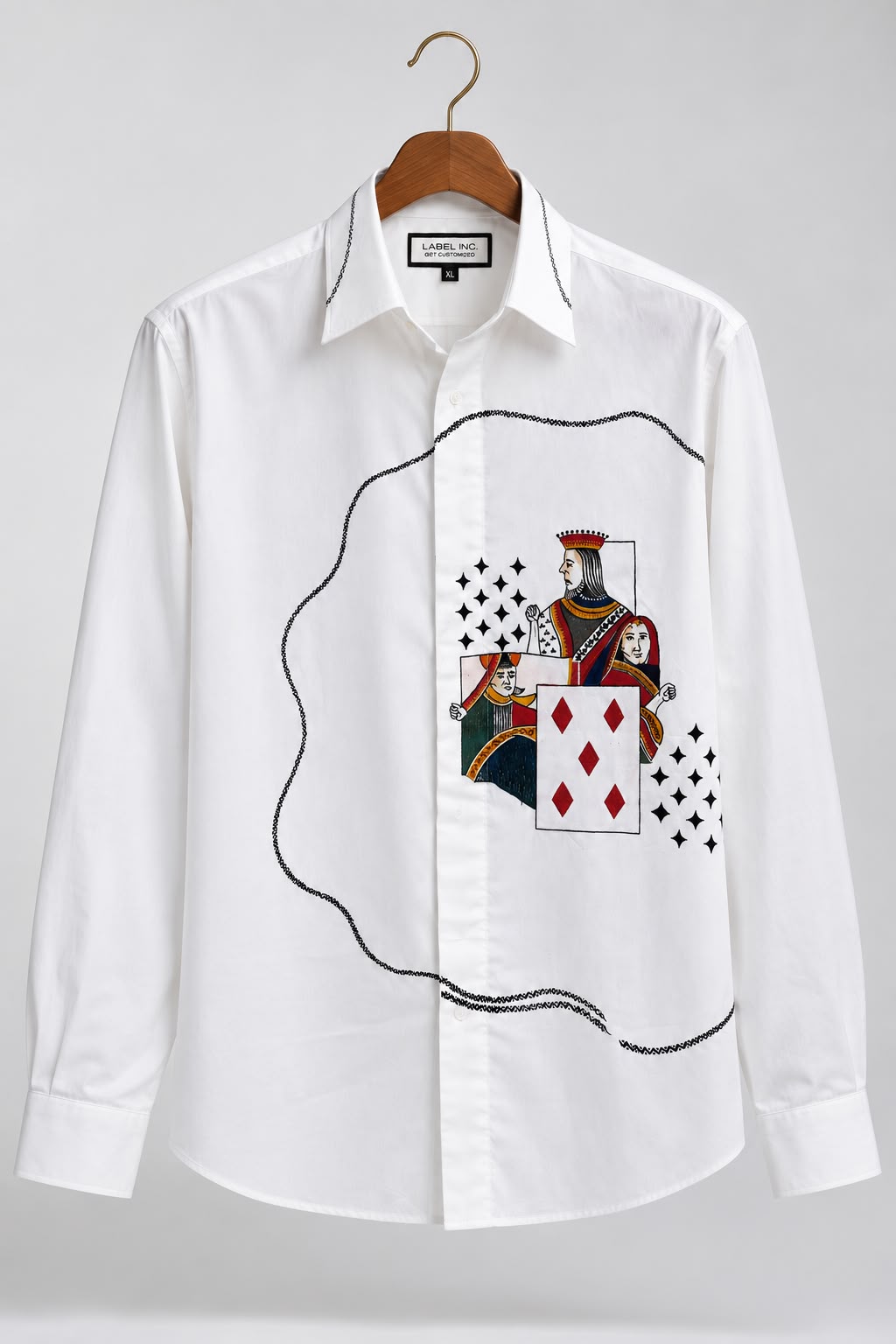 White Royal Flush HAND-PAINTED Statement Shirt