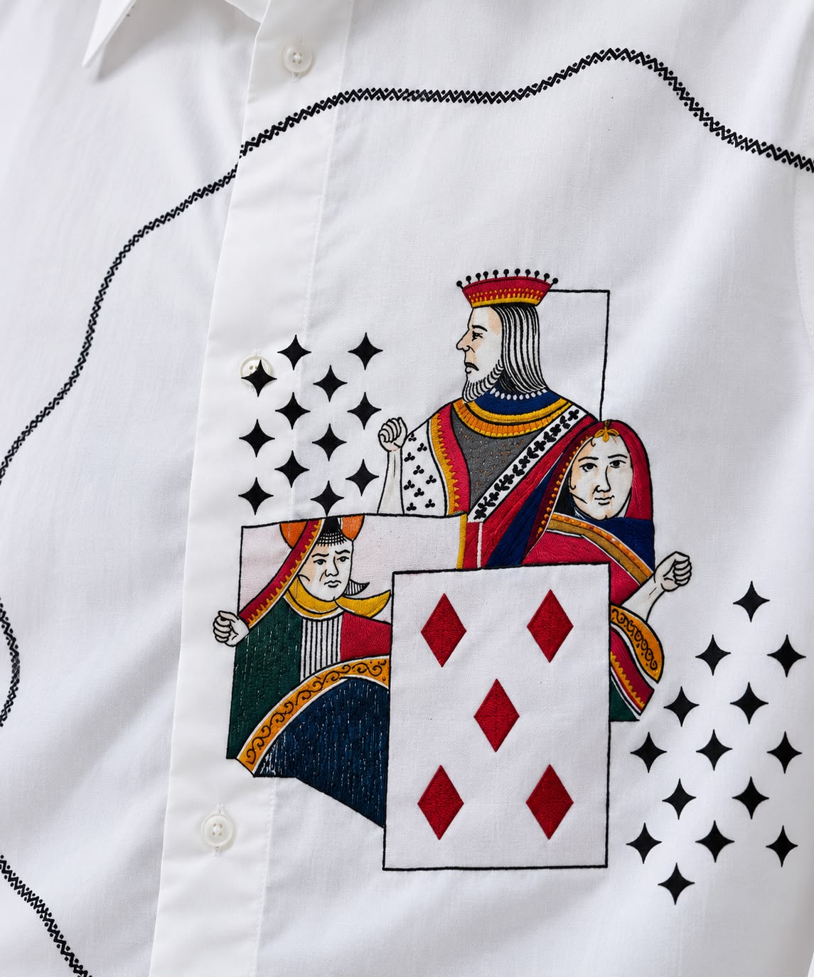 White Royal Flush HAND-PAINTED Statement Shirt