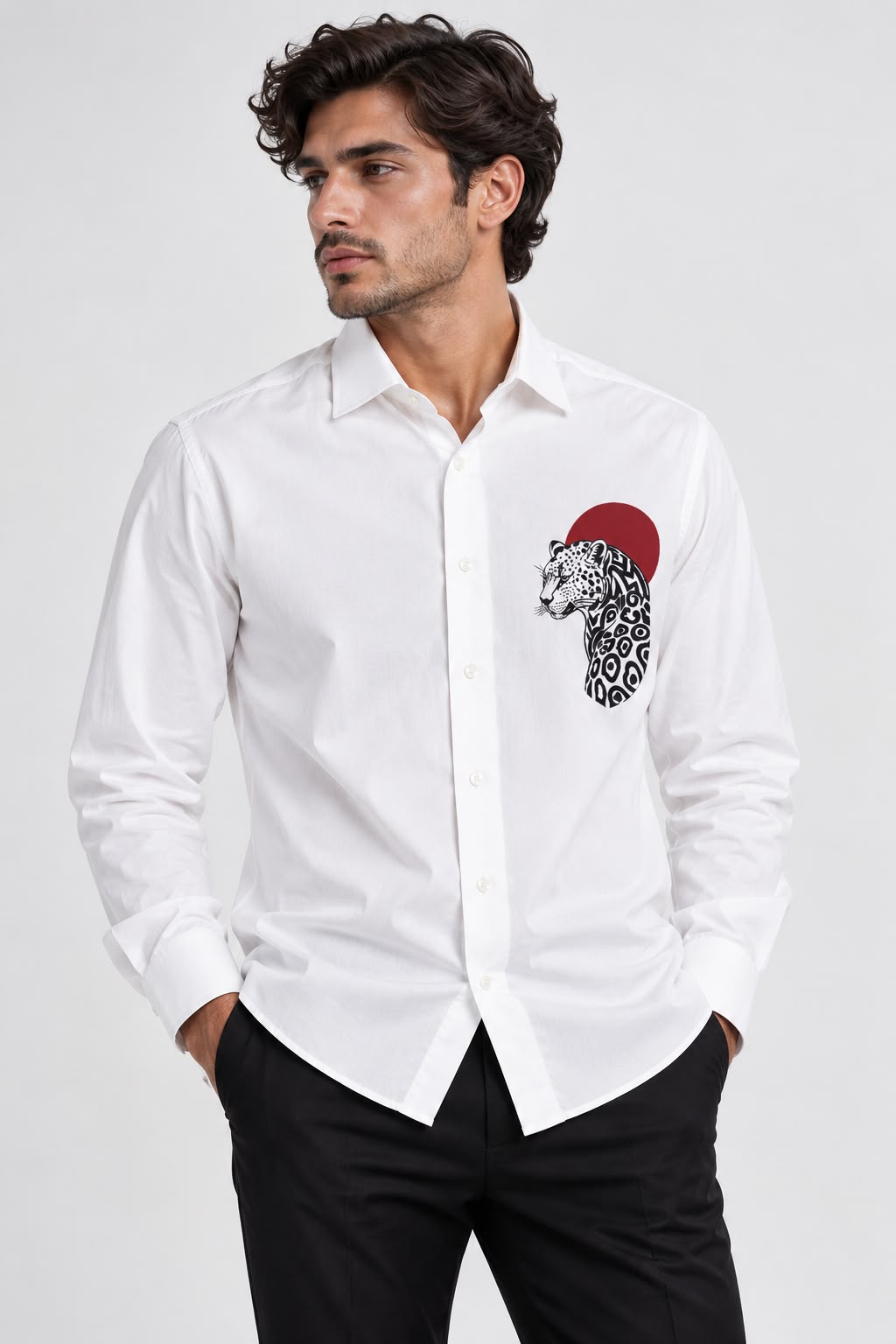 LEOPARD & BRUSHSTROKE HAND-PAINTED SHIRT