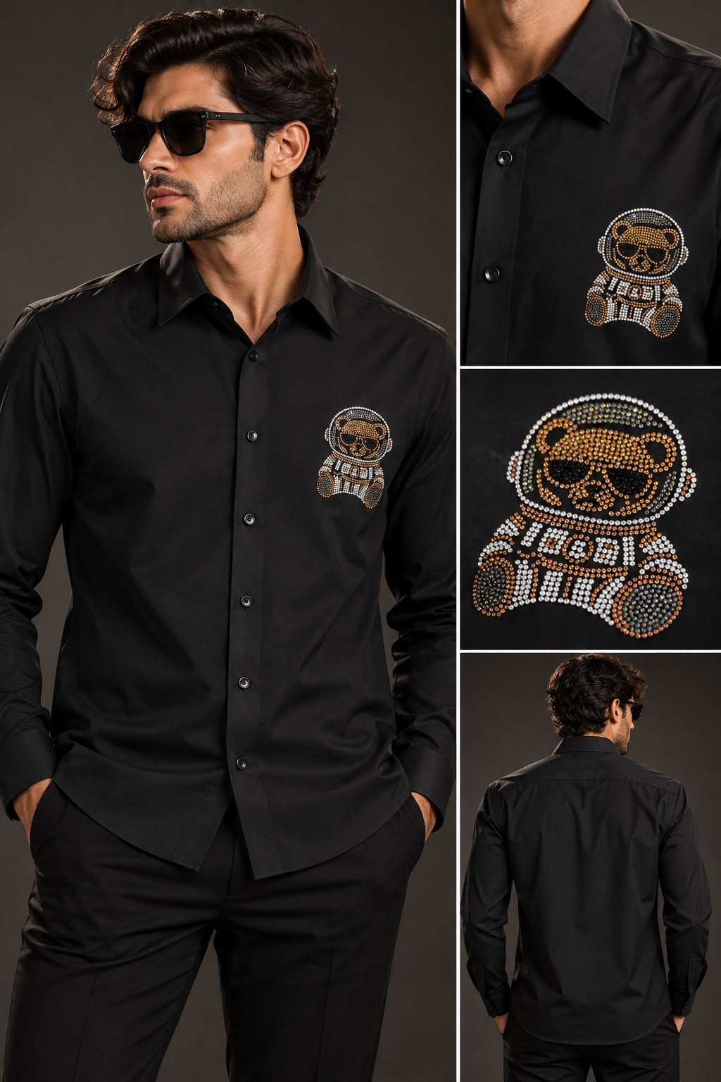 Black Astronaut Crystal Shirt
