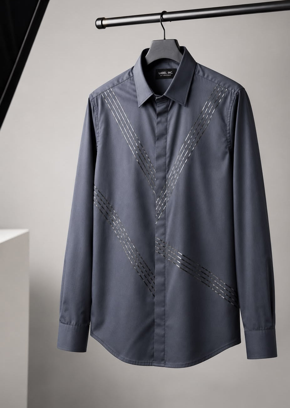 Slate Grey Foil Detail Shirt