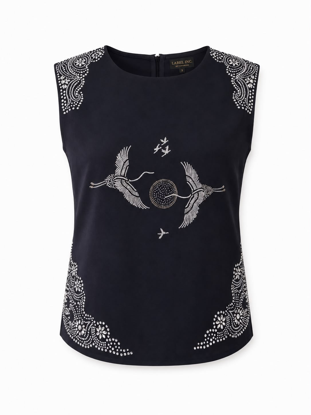 Navy Embellished Bib Top