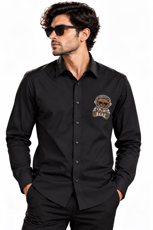 Black Astronaut Crystal Shirt